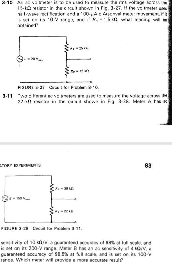 SOLVED 310 An AC voltmeter is to be used to measure the RMS voltage