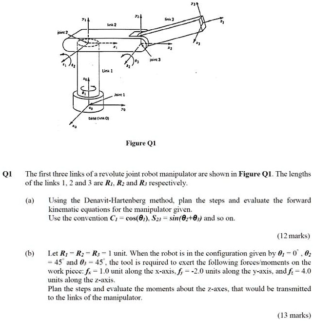 SOLVED: Figure Q1 Q1 The first three links of a revolute joint robot ...