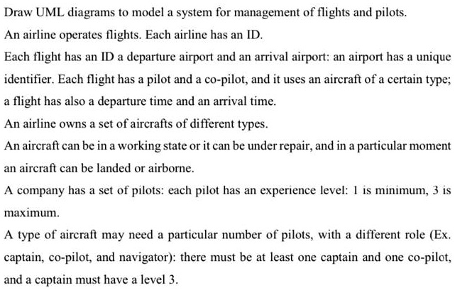 Draw UML diagrams to model a system for management of flights and ...