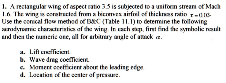 1 a rectangular wing of aspect ratio 35 is subjected to a...