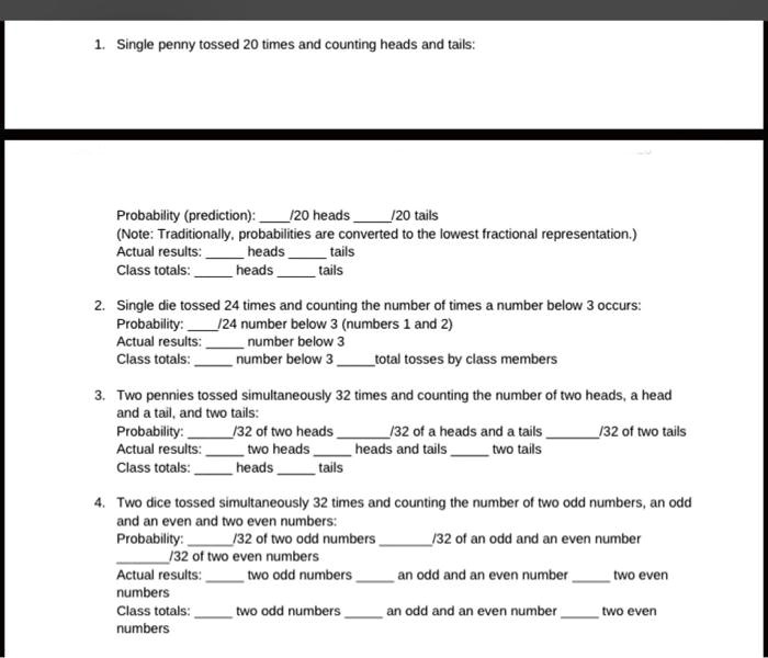 SOLVED Single penny tossed 20 times and counting heads and tails Probability (prediction) [20