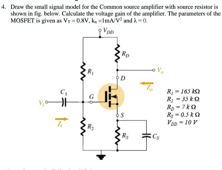4. Draw the small signal model for the Common source amplifier with ...