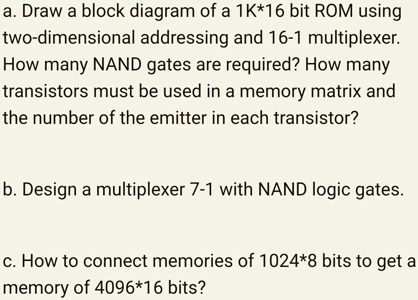 SOLVED a. Draw a block diagram of a 1K*16bit ROM using twodimensional addressing and a 161