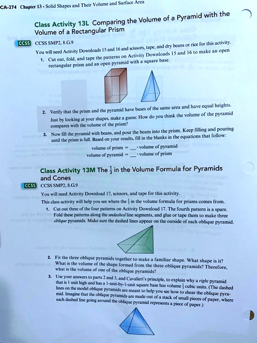 SOLVED Text Solid Shapes and Their Volume and Surface Area CA174