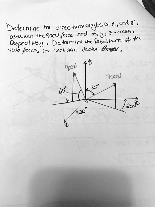 Determine the direction angles α, β, and γ, between the...