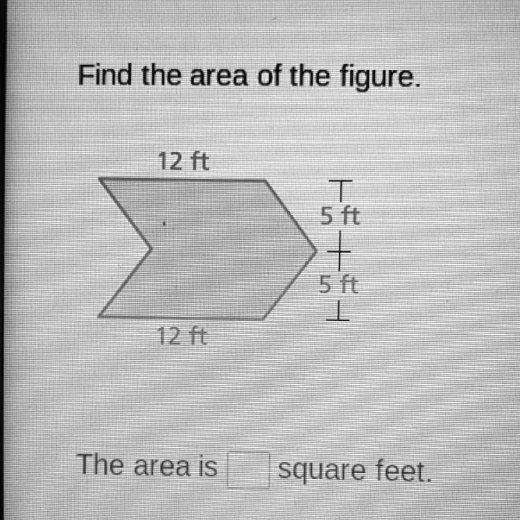 SOLVED Find The Area Of The Figure 12 Ft 5 Ft 1 5 Ft 12 Ft The Area 