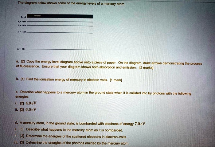 SOLVED: The diagram below shows some of the energy levels of a mercury ...