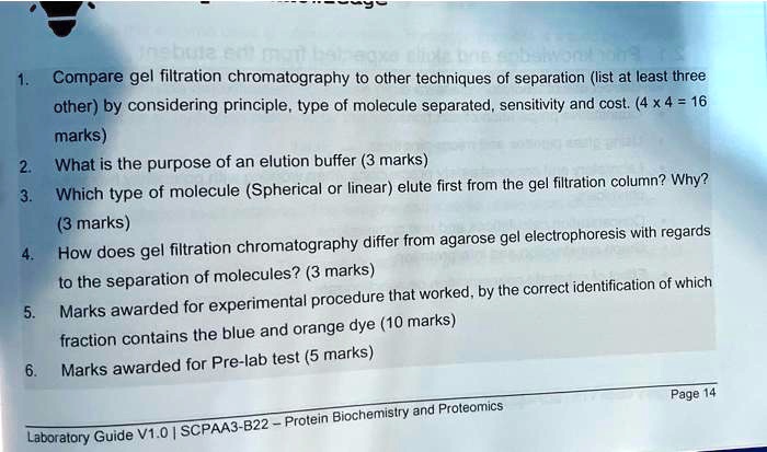 Solved Compare Gel Filtration Chromatography To Other Techniques Of Separation List At Least 2951