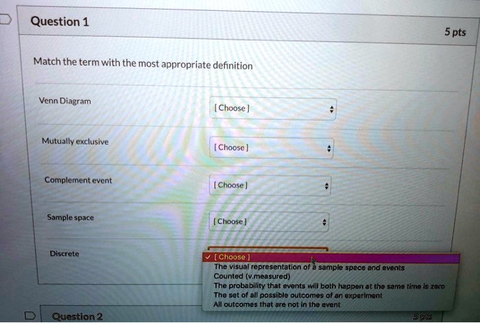 question 1 5 pts match the term with the most appropriate definition ...