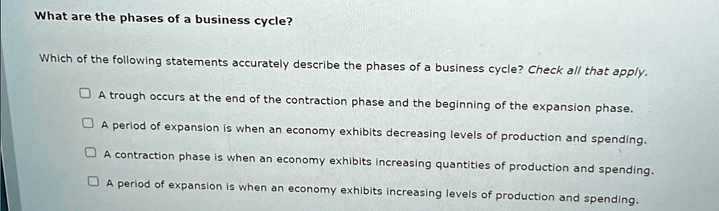 All Of The Following Statements Describe A Market Economy Except what are the phases of a business cycle which of the following