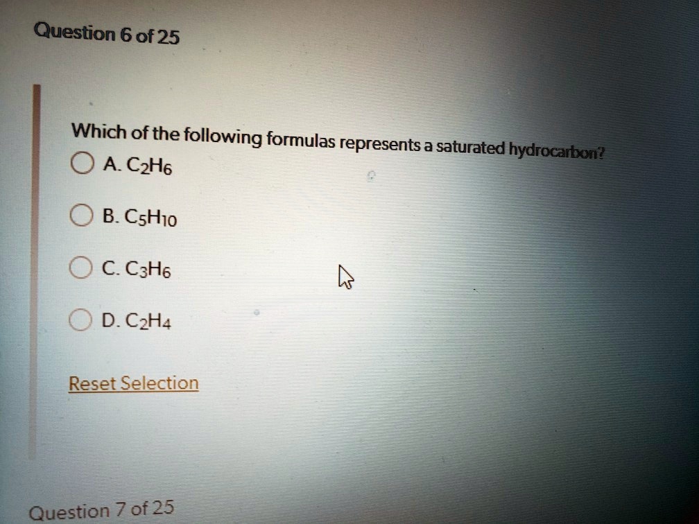 SOLVED Which of the following formulas represents a saturated