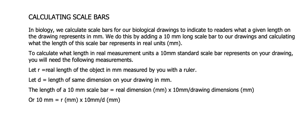 SOLVED: CALCULATING SCALE BARS In biology, we calculate scale bars for