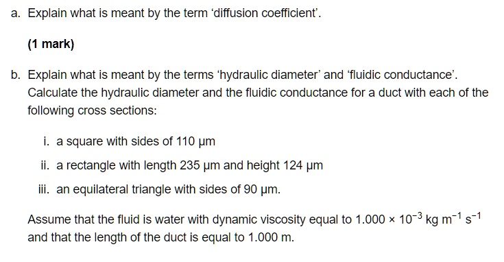 Solved: A. Explain What Is Meant By The Term 'diffusion Coefficient 