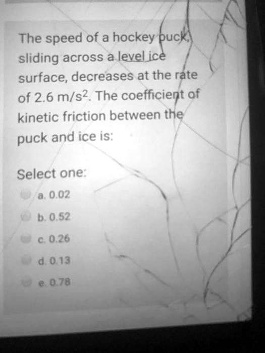 SOLVED The speed of a hockey pucki sliding across a level ice surface