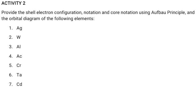 SOLVED: 'Please help science ACTIVITY 2 Provide the shell electron ...