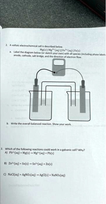 2. A voltaic electrochemical cell is described below. Mg(s) | Mg^2+(aq ...