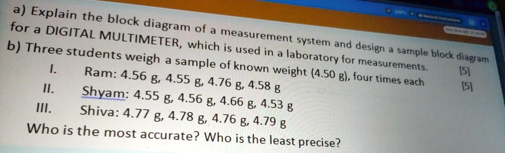 SOLVED: a) Explain the block diagram of a measurement system and design ...