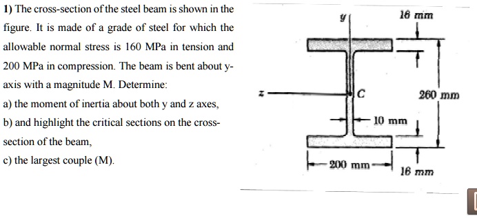 1) The cross-section of the steel beam is shown in...