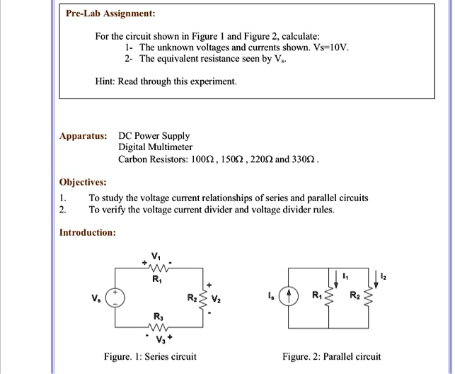 SOLVED: Pre-Lab Assignment: For the circuit shown in Figure 1 and ...
