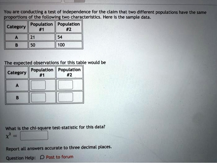 SOLVED: You are conducting test of independence for the claim that two ...