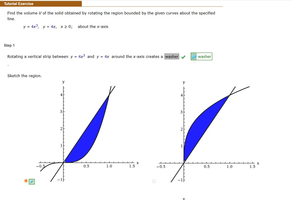 Tutorial Exercise Find The Volume V Of The Solid Obtained By Rotating ...