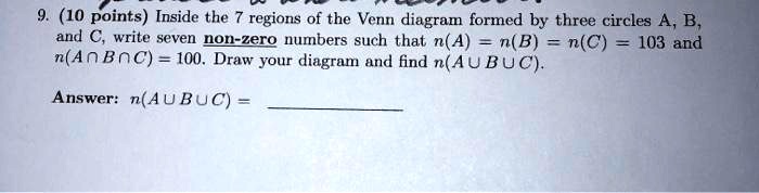 [GET ANSWER] 9. (10 points) Inside the 7 regions of the Venn diagram ...