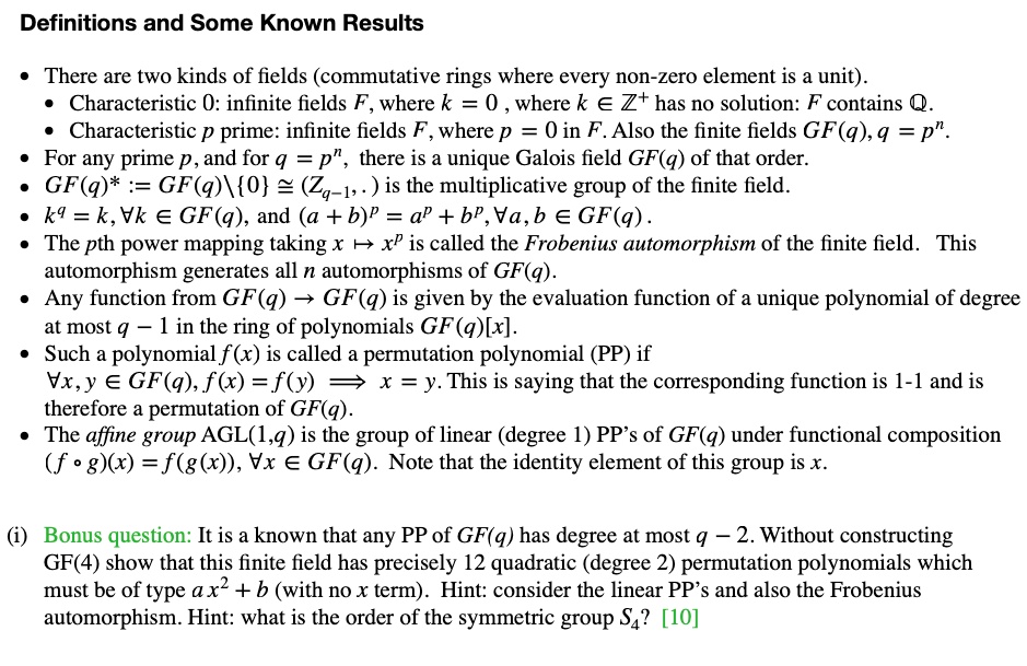 SOLVED Text Definitions and Some Known Results There are two