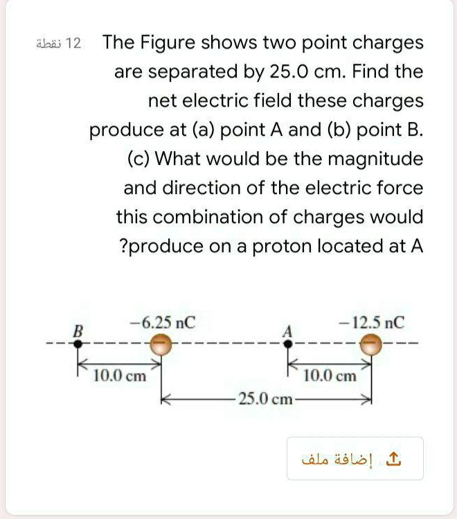 SOLVED: Ii; 12 The Figure Shows Two Point Charges Are Separated By 25.0 ...