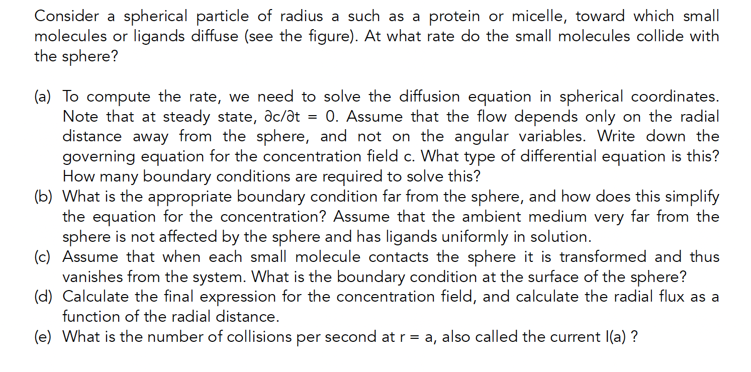 Consider a spherical particle of radius a such as a protein or micelle ...