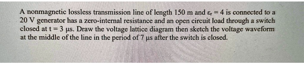 SOLVED: A nonmagnetic lossless transmission line of length 150m and ...