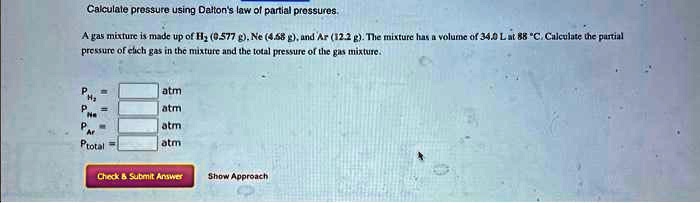 SOLVED: Calculate pressure using Dalton's law of partial pressures