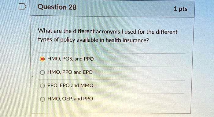 SOLVED: What Are The Different Acronyms I Used For The Different Types ...