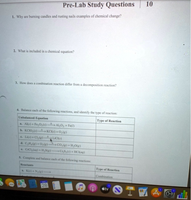 SOLVED PreLab Study Questions 10 Why buming candles and rusting nails
