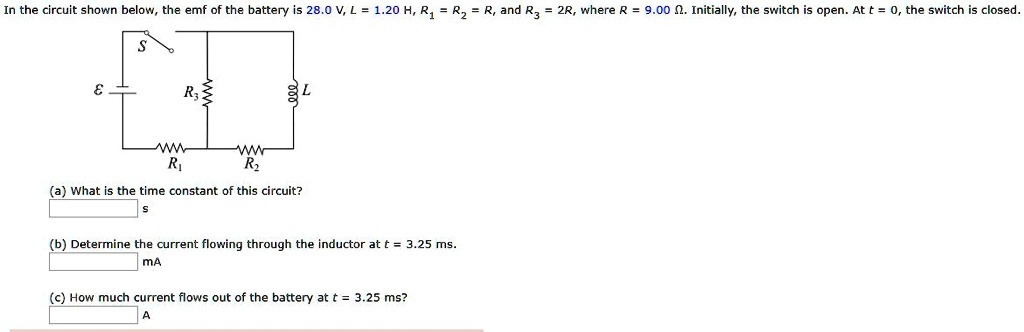 SOLVED: In the circuit shown below. the emf of the battery is 28.0 V, L ...