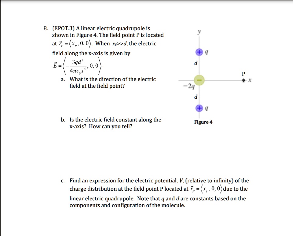 SOLVED (EPOT.3) A linear electric quadrupole is shown in Figure 4. The