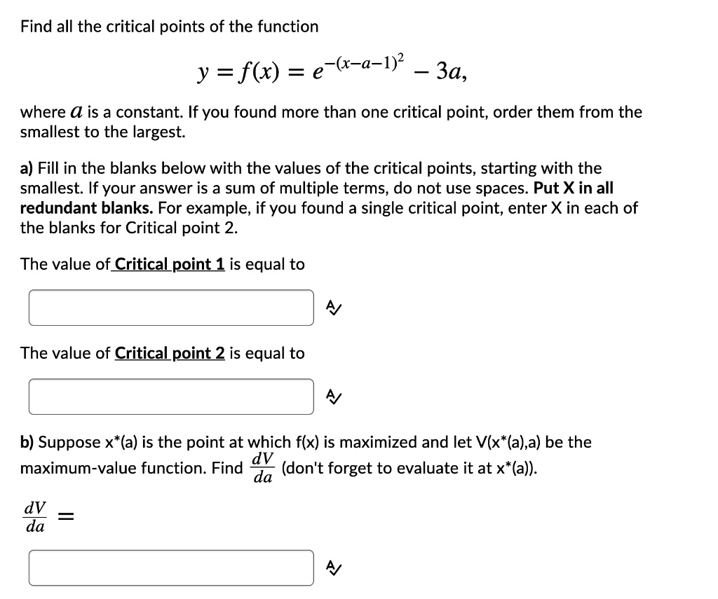 find all the critical points of the function e x a 12 y fx 3a where is ...