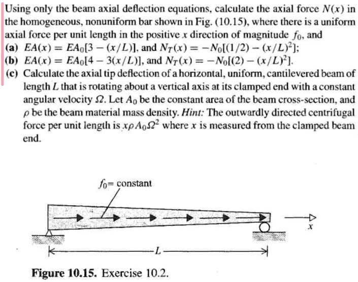 SOLVED Using only the beam axial deflection equations, calculate the
