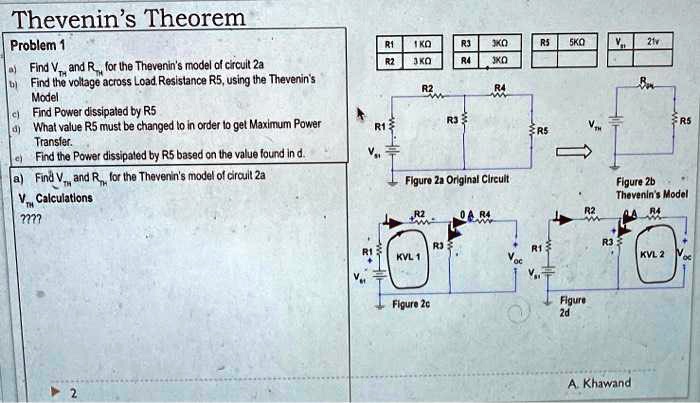 SOLVED: Thevenin's Theorem Problem 1: Find V and R for the Thevenin's ...