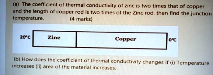SOLVED: The coefficient of thermal conductivity of zinc is two times ...