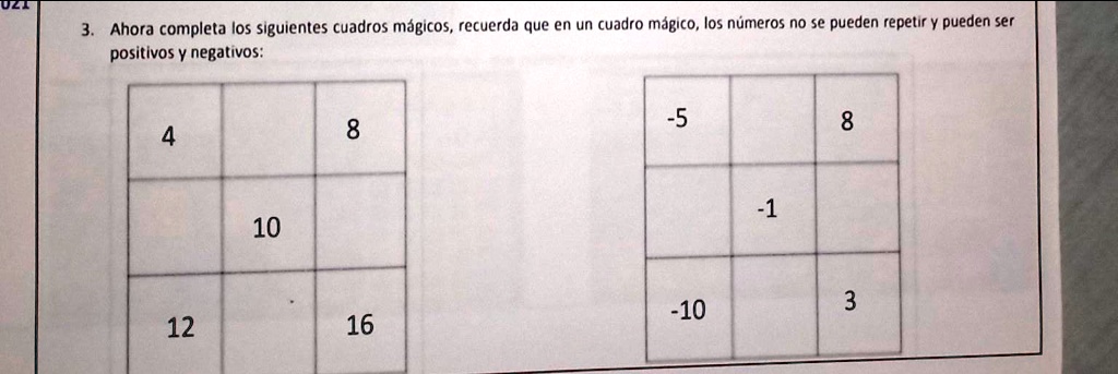 ALGUIEN ME AYUDA PORFA Ahora completa los siguientes cuadros mágicos