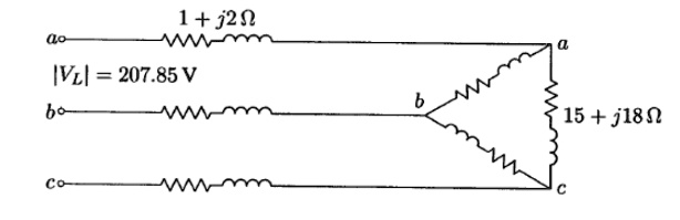 SOLVED: A balanced delta connected load of 15 + j18 Ω per phase is ...