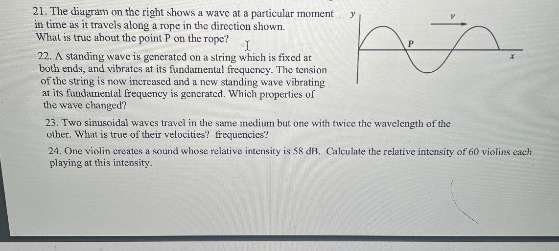 SOLVED: 21. The diagram on the right shows a wave at a particular ...