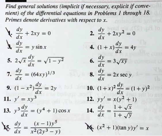 Find General Solutions Implicit If Necessary Explici Itprospt Find General Solutions Implicit If Necessary Explici Itprospt