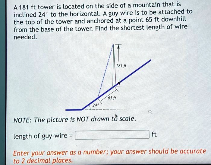 SOLVED A 181 ft tower is located o the side of a mountain that is