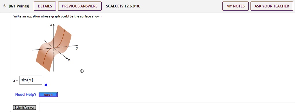 Write An Equation Whose Graph Could Be The Surface Shown.