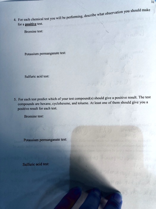 SOLVED You should make observations and describe what chemical tests