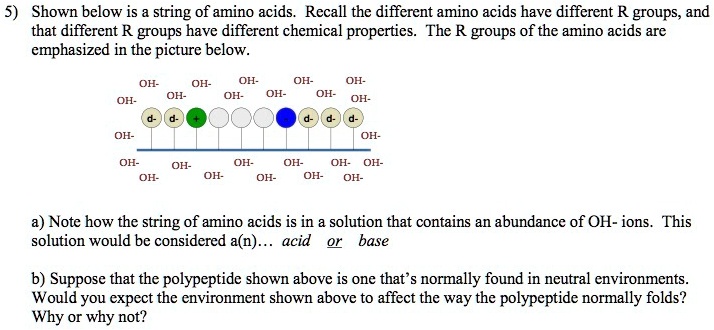 [GET ANSWER] 5) Shown below is a string of amino acids. Recall the ...