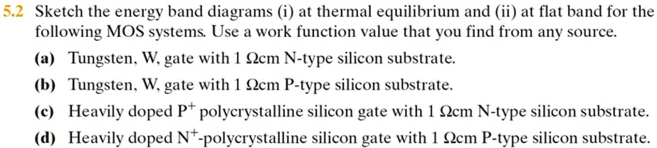 SOLVED: 5.2 Sketch the energy band diagrams i at thermal equilibrium ...