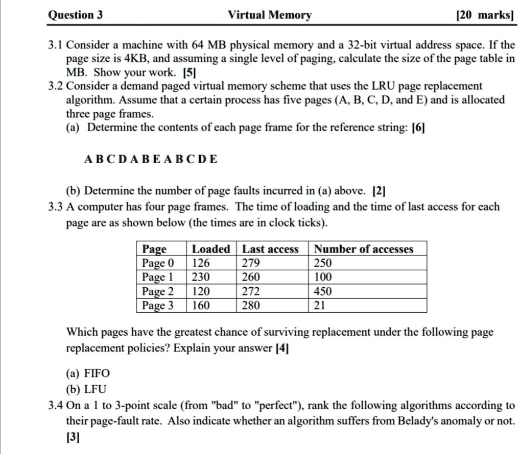 SOLVED Virtual Memory [20 marks] 3.1 Consider a machine with 64 MB