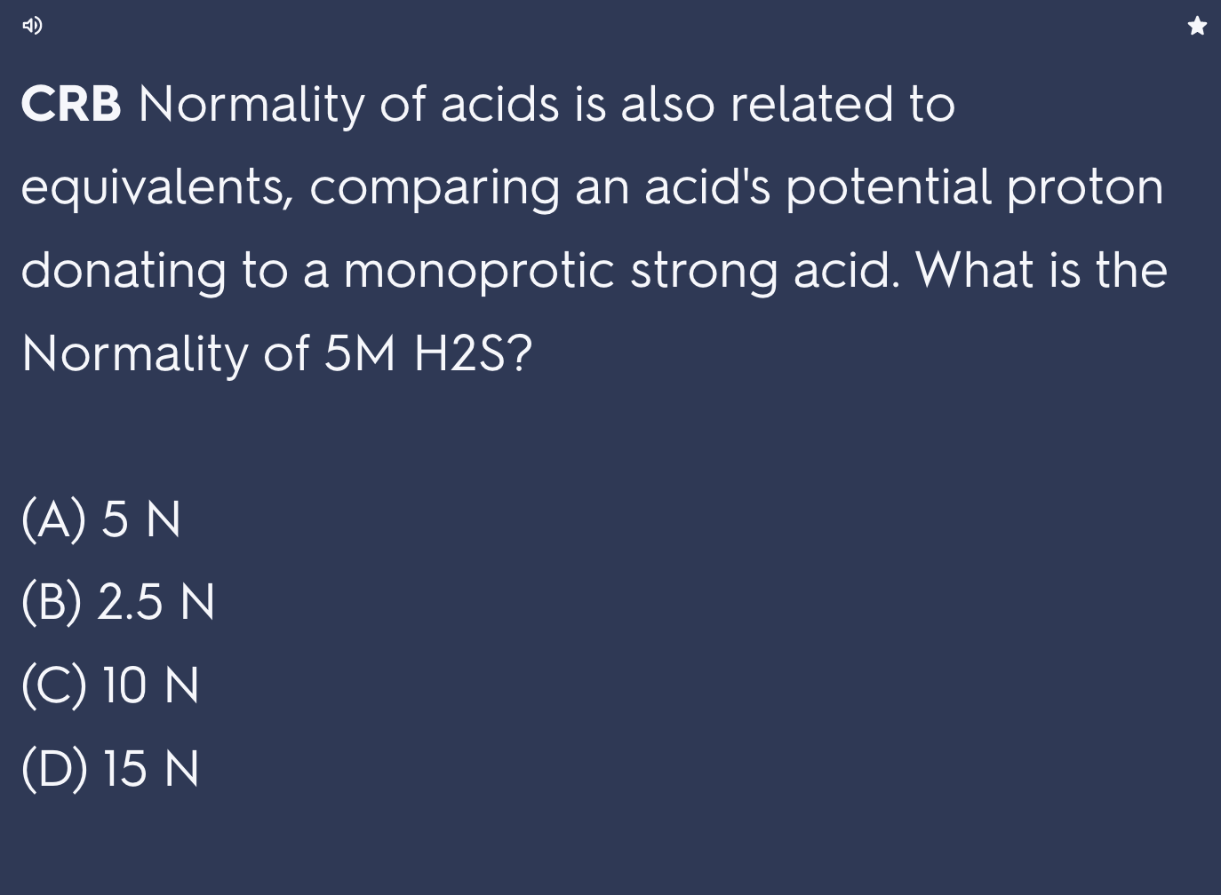 SOLVED CRB Normality of acids is also related to equivalents, comparing an acid's potential